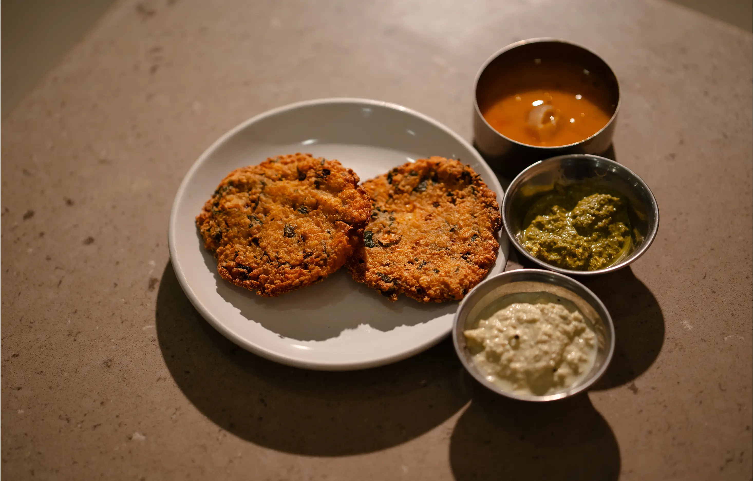 Medu vadas with classic accompaniments
