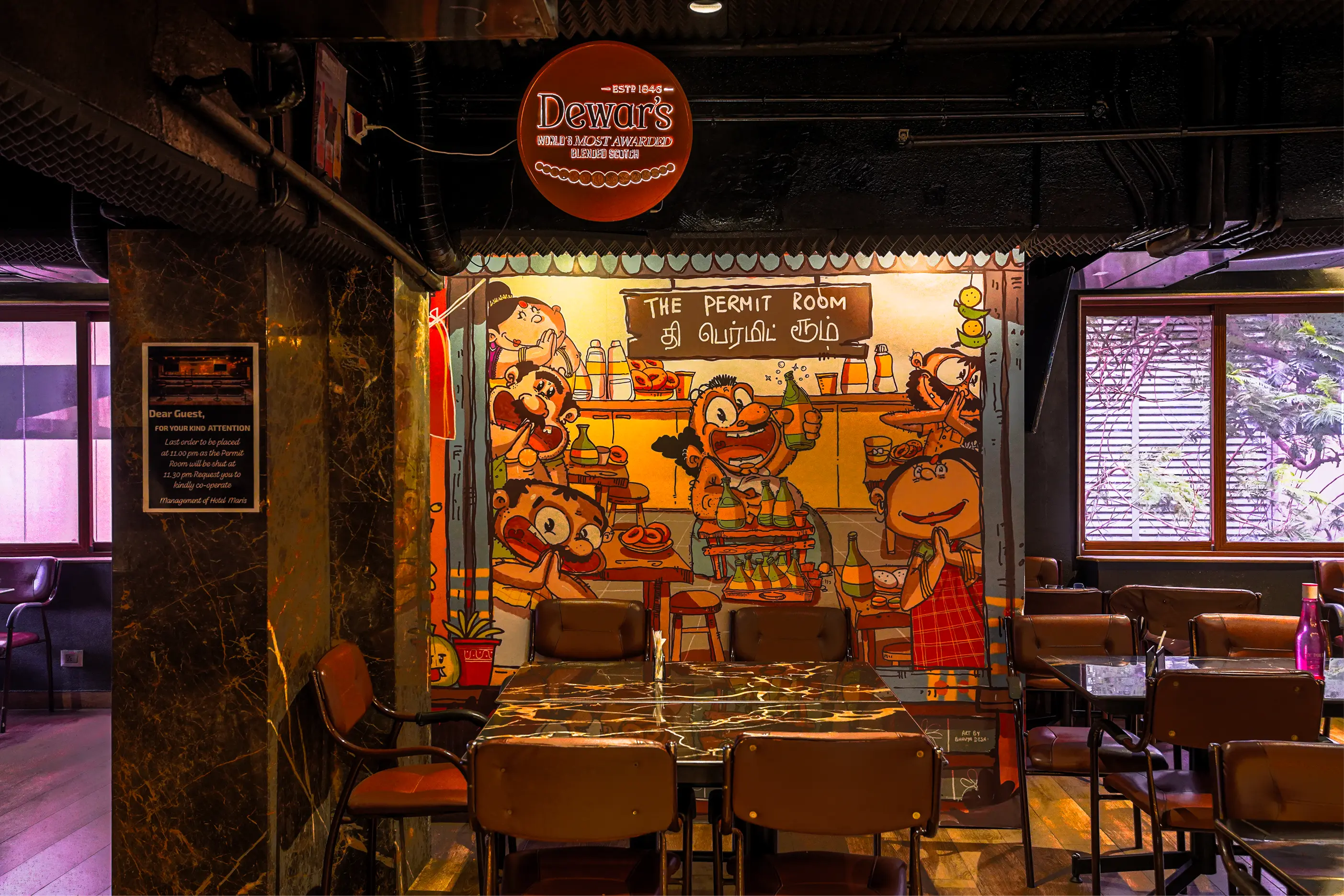 Mural wall inside The Permit Room on Cathedral Road